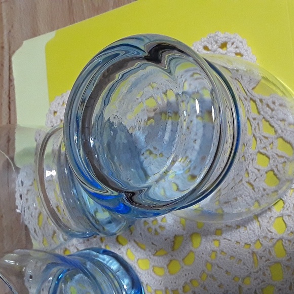 Vintage Libbey Set of 4 Lt Blue Azure Wide Mouth Stackable Glasses. - Picture 9 of 10